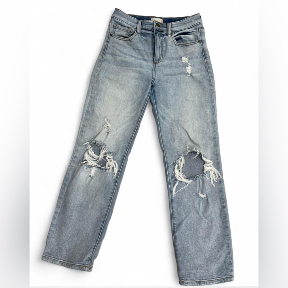 Womens Altar'd State Light Blue Distressed Straight Leg Jeans size 26